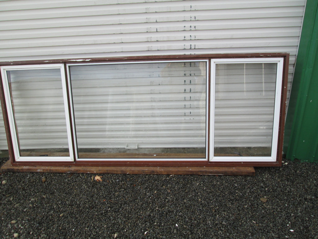 Narrrow White/Brown 3 Lite Window 3050-2440L x 920H x 140D