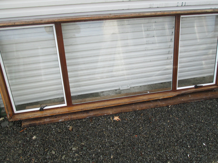 Narrrow White/Brown 3 Lite Window 3050-2440L x 920H x 140D