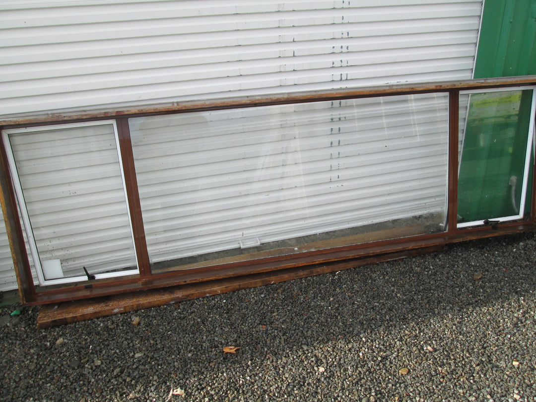 Narrrow White/Brown 3 Lite Window 3050-2440L x 920H x 140D