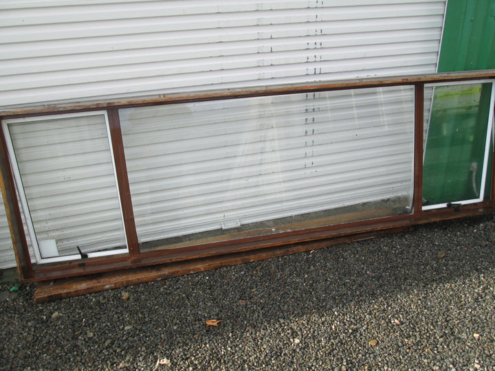 Narrrow White/Brown 3 Lite Window 3050-2440L x 920H x 140D