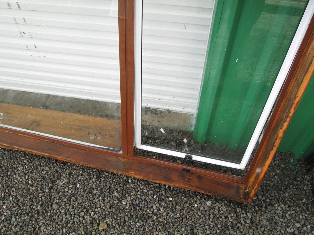 Narrrow White/Brown 3 Lite Window 3050-2440L x 920H x 140D