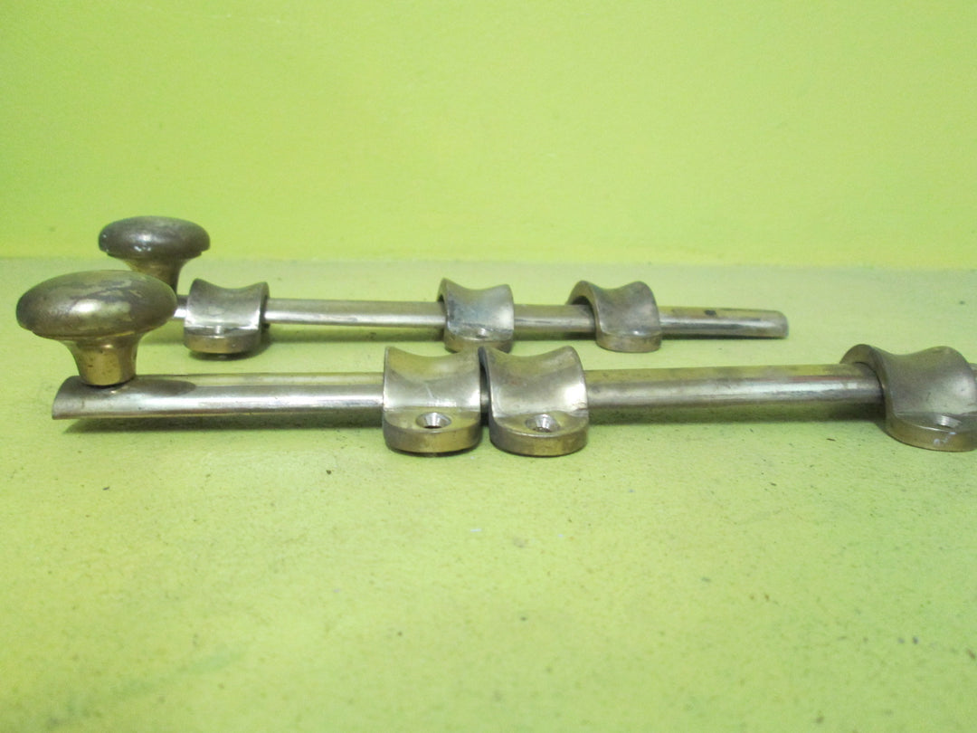 Brass French Door Slide Bolts with Securing Clasps 200L x 20-40W/Knob 30D x 30H