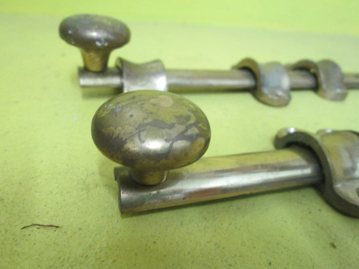 Brass French Door Slide Bolts with Securing Clasps 200L x 20-40W/Knob 30D x 30H