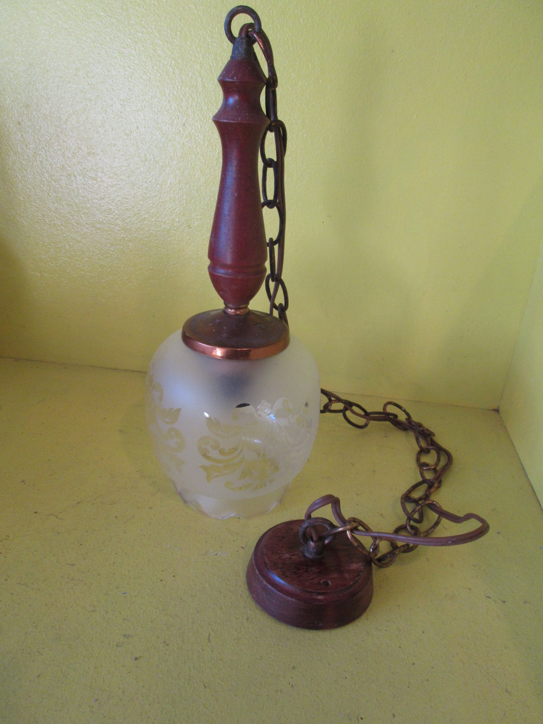 Wood & Opaque Paisley Design Double Pendant Light 360L x 120D Shade/Including Chain 900-1300L