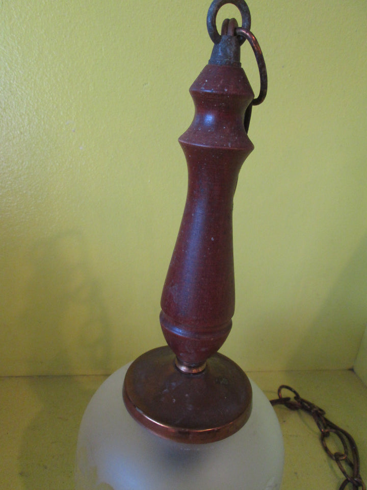 Wood & Opaque Paisley Design Double Pendant Light 360L x 120D Shade/Including Chain 900-1300L