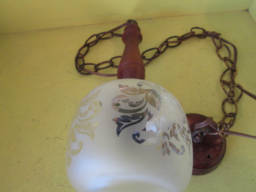 Wood & Opaque Paisley Design Double Pendant Light 360L x 120D Shade/Including Chain 900-1300L