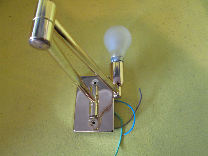 Wall Light Shade - Brass Extendable arm with Cream Fabric Shade 480L x 180H x Base 250D  - 12L