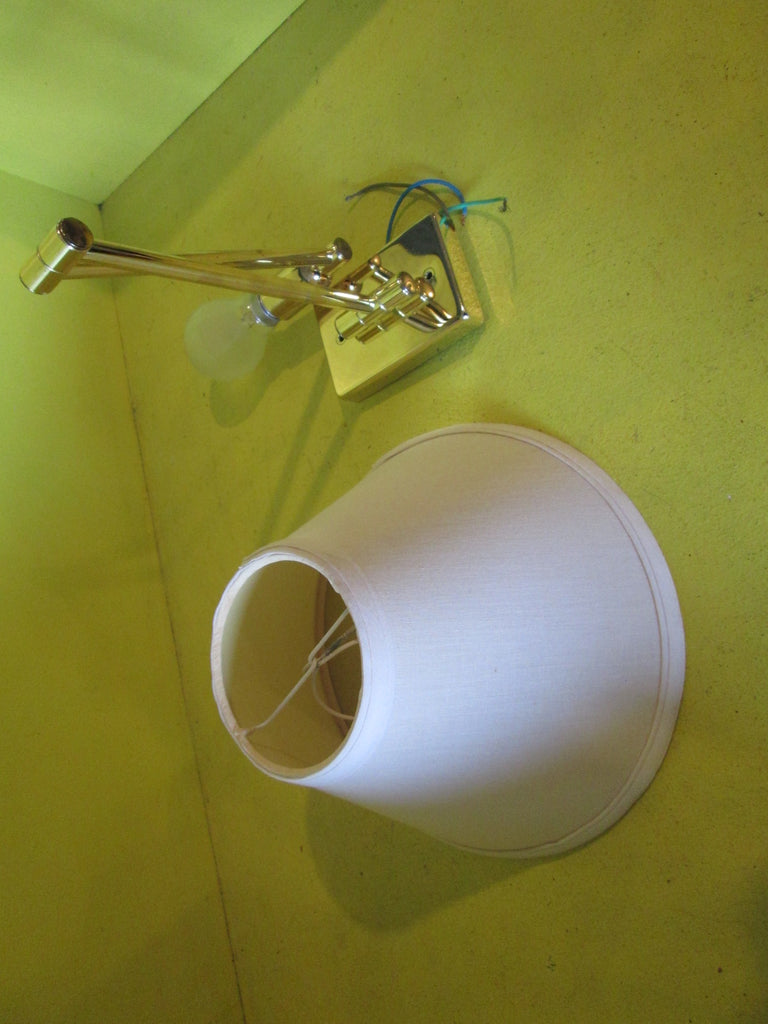 Wall Light Shade - Brass Extendable arm with Cream Fabric Shade 480L x 180H x Base 250D  - 12L