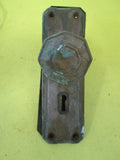 Art Deco Hex Copper Door Knob/Mortice Lock 180L x 60W/Knob55W x 50D/Mortice 137L x 25W x 75D
