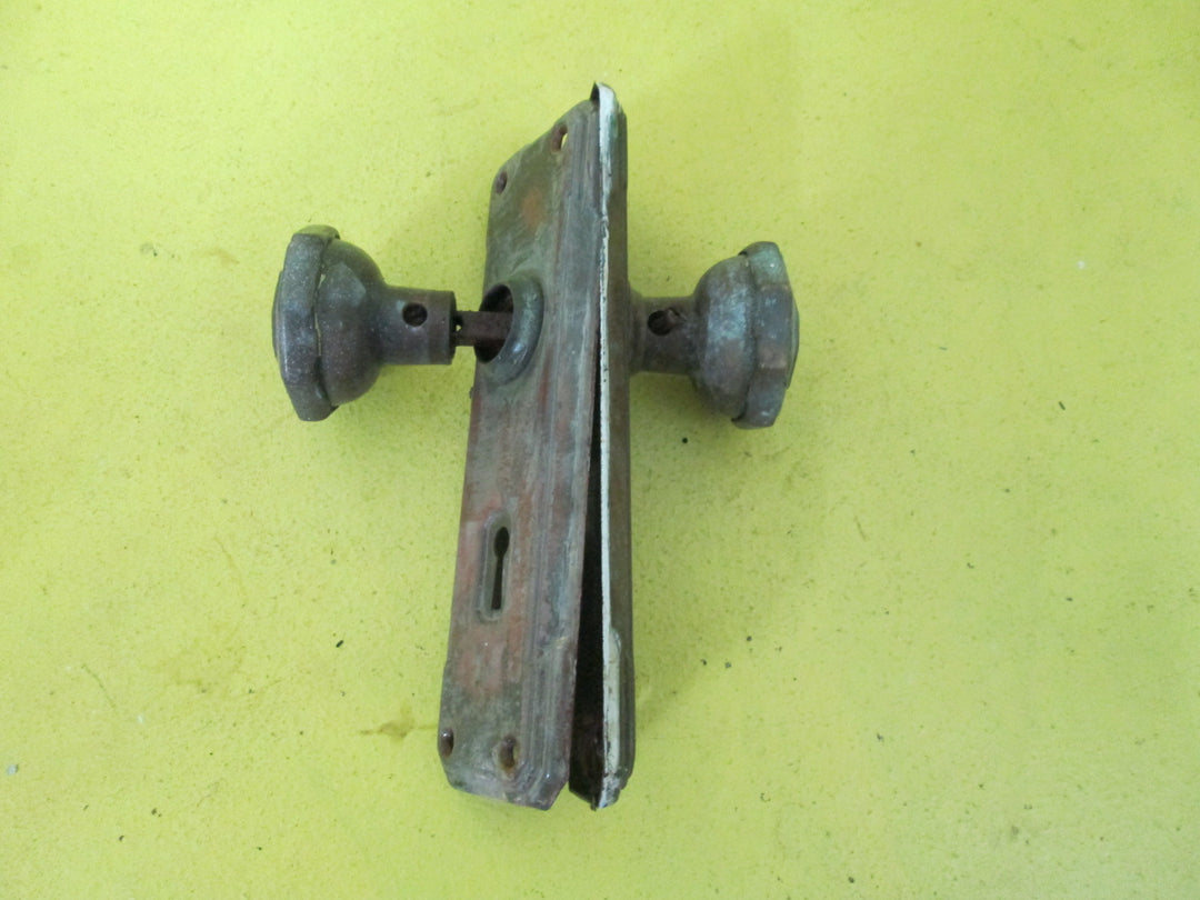 Art Deco Hex Copper Door Knob/Mortice Lock 180L x 60W/Knob55W x 50D/Mortice 137L x 25W x 75D