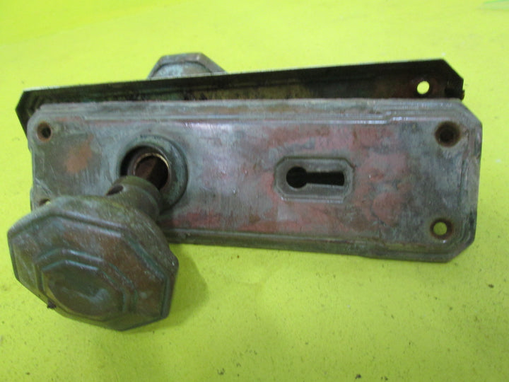 Art Deco Hex Copper Door Knob/Mortice Lock 180L x 60W/Knob55W x 50D/Mortice 137L x 25W x 75D