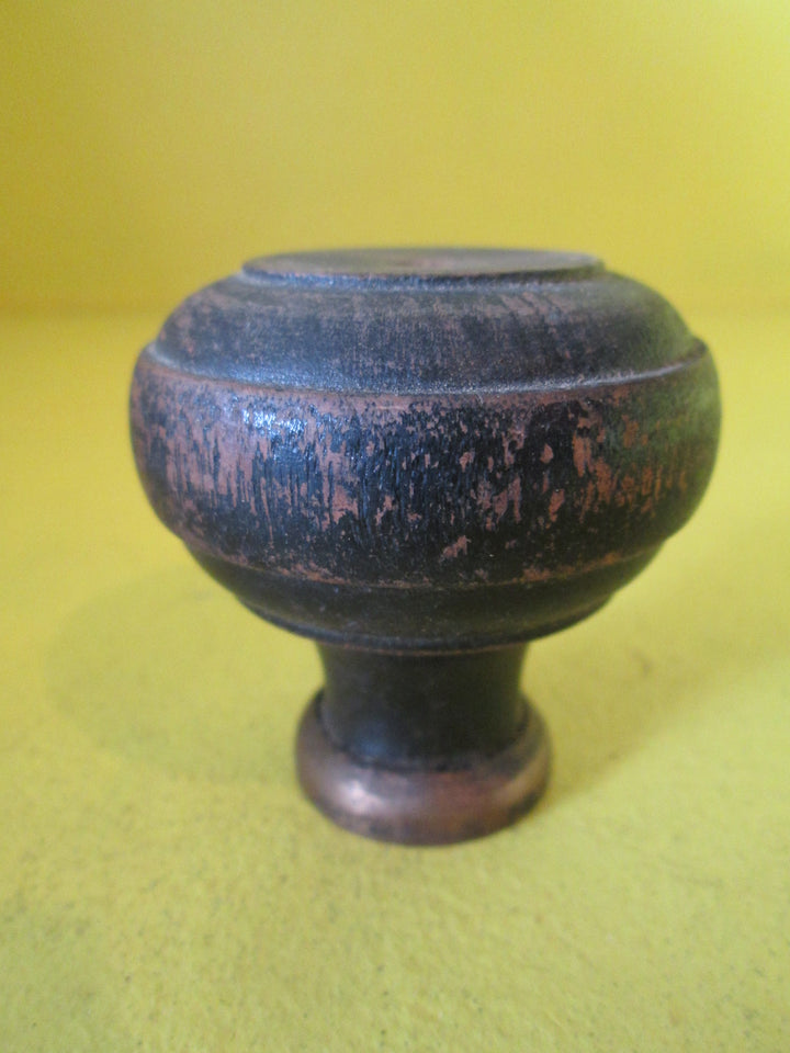 Vintage Wooden & Brass Bullseye Knob with Brass Rose
