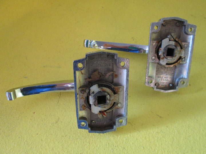 Art Deco Yale Stepped Latch Handles with Inverted V Curve Designed Lever 80L x 47W/Lever 50H x 100L