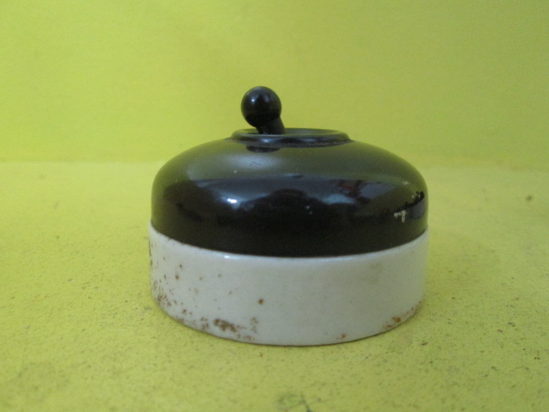 Brown Bakelite Dome Toddle Switch with Porcelain Base 58D x 33H