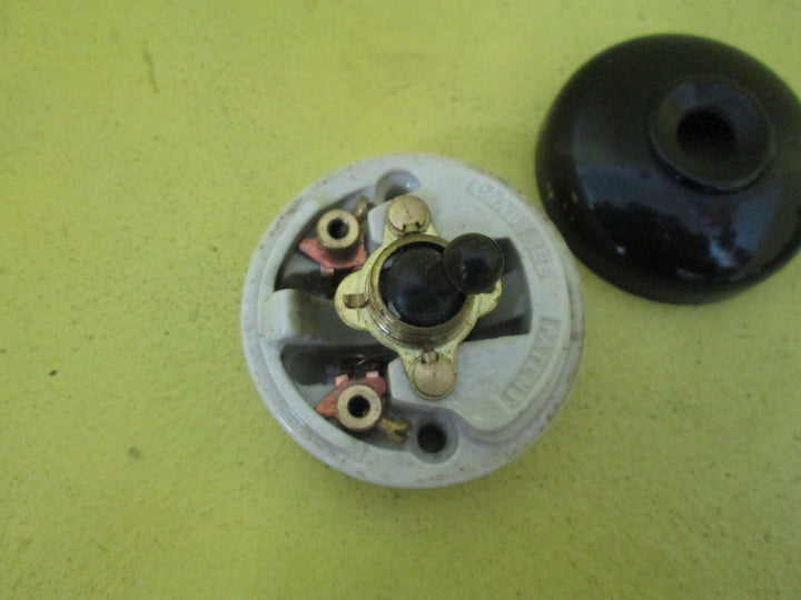 Brown Bakelite Dome Toddle Switch with Porcelain Base 58D x 33H