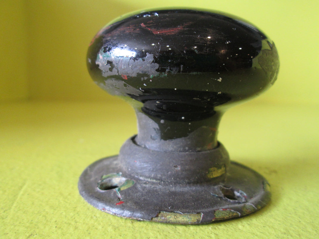 Vintage Black porcelain Door Knob 55Dai x 50H
