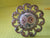Paisley Knob with Peach & Yellow Pansy in Cross Stitch in Centre 47D x 20H