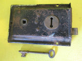 Vintage Victorian Rim Lock with Key 111 Axial/ 160L x 110W x 40