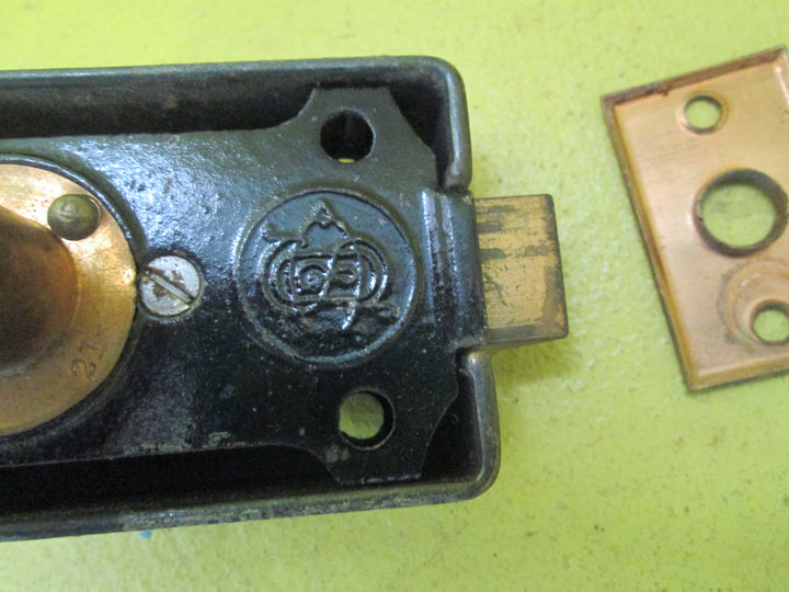 Antique Rim Lock with Privacy Snib Lock 75L x 50W x 15D