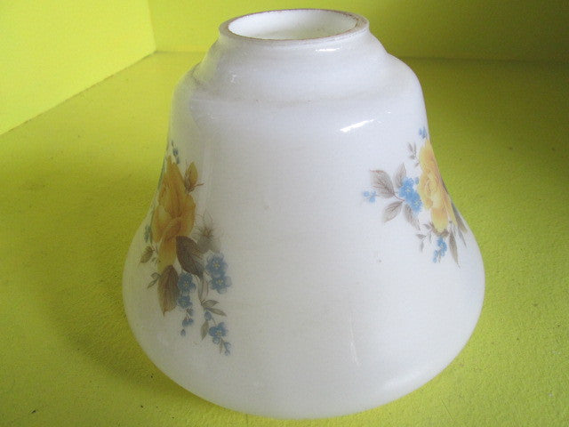 Vintage White Glass with Yellow Rose Shade