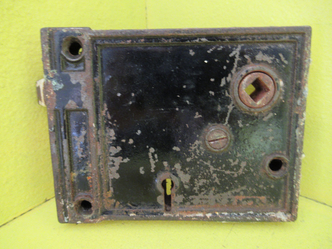 Vintage Victorian Heavy Duty Rim Lock with Keep 115L x 110W x 25D/Axial 100mm
