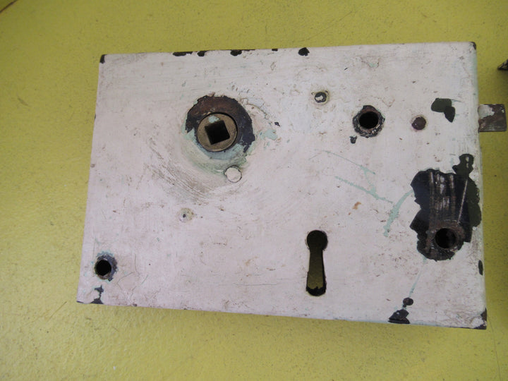 Vintage Victorian Heavy Duty Rim Lock with Keep 115L x 110W x 25D/Axial 100mm