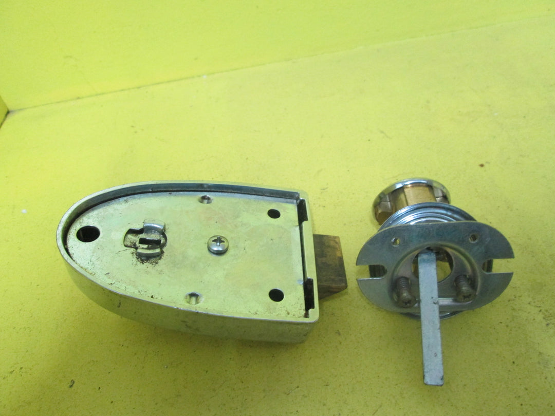 Chrome Oval Lockwood Night latch 67L x 92W x 25