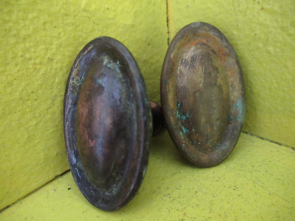 Brass Oval Drawer Knob 42L x 25D x 21H - Antique Copper & Brass Copper