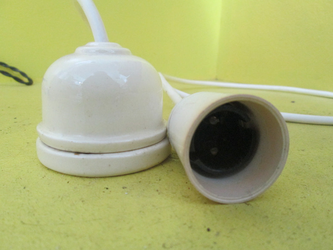 Porcelain Ceiling Fitting with Bakelite Lamp Holder 65D x 55H/38D x 65H