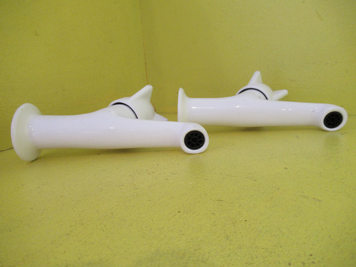 Wall Mounted Powder Coated White over Brass  Bath Tapware Hot & Cold  150D x 90H x 60W