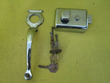 Art Deco Chrome Door Pull with Key Hole & Barrel and Night Latch