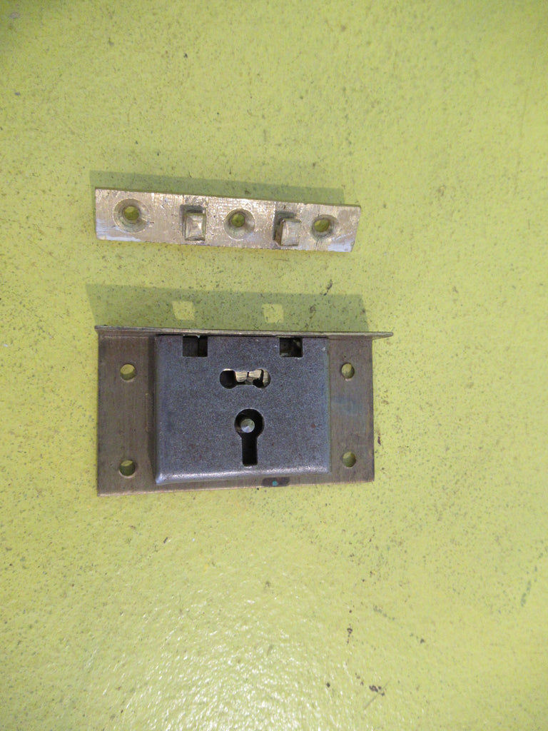 Small Brass Lock l& Plate (No Key)  65L x 35W x 10D