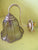 Brass & Tinted Glass Bell Shape Wall Scone  200H x 190W x 230D