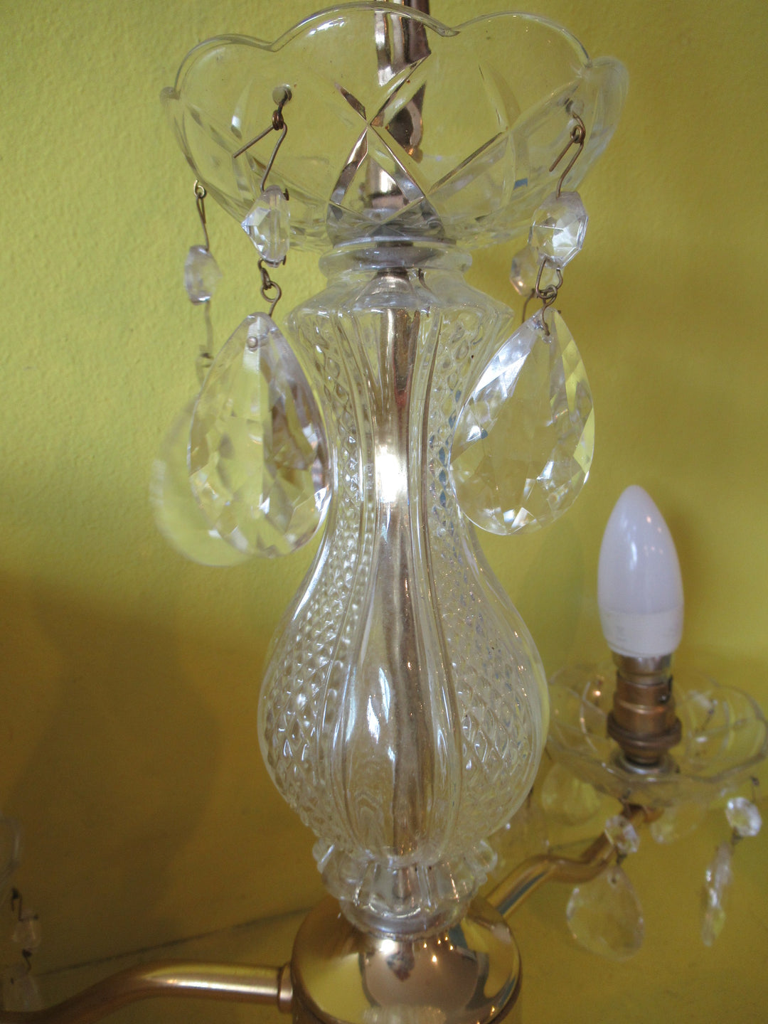 Clear Glass & Brass Crystal Pendant Light  400 x 400 x 400W x 650H