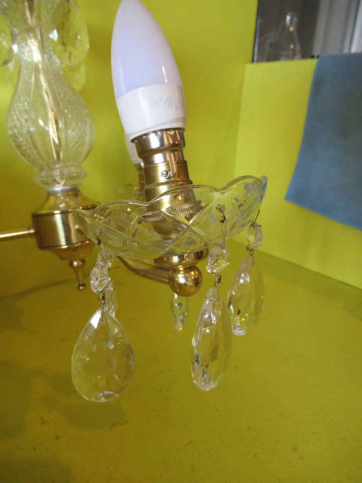 Clear Glass & Brass Crystal Pendant Light  400 x 400 x 400W x 650H