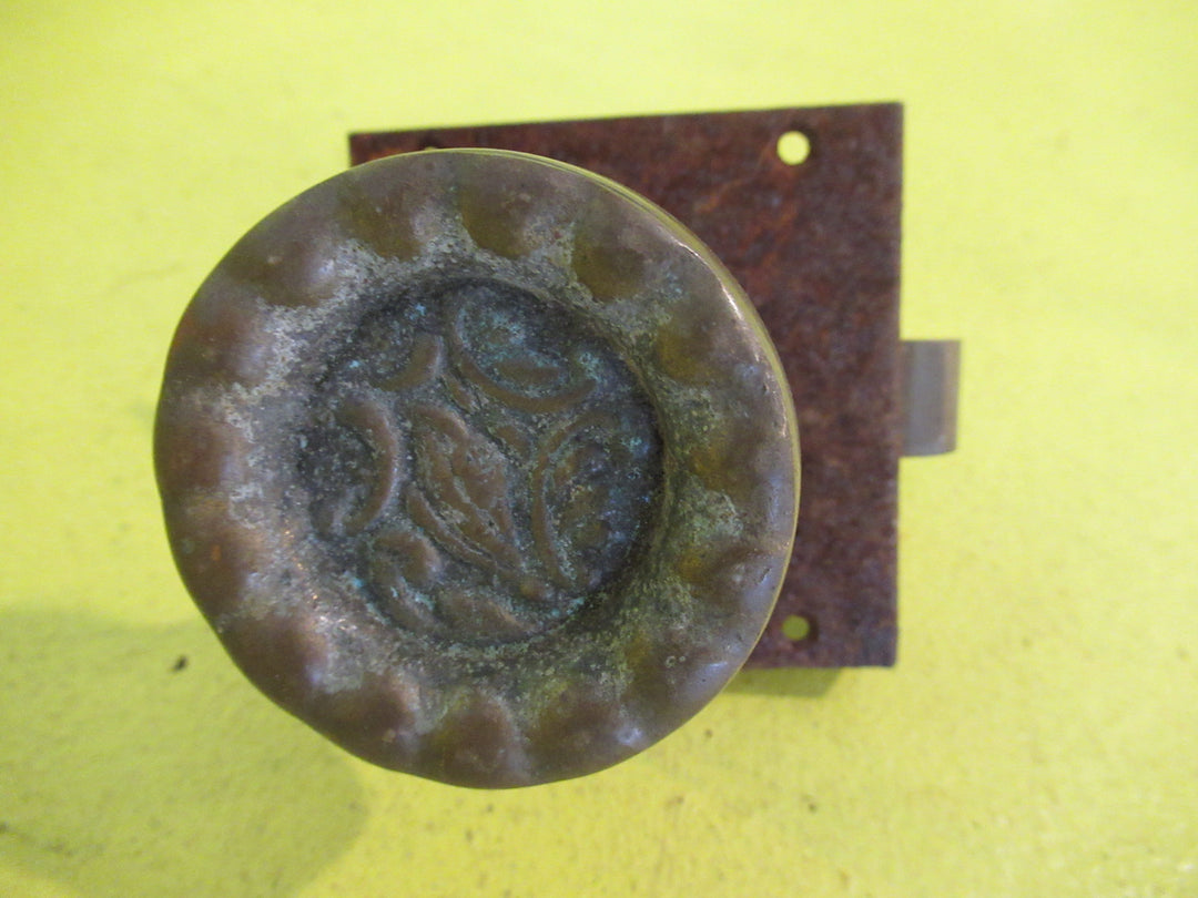 Solid Brass Patterned round Handle 50W x 45D with Copper Door Plate & Cabinet Lock  71W x 75L x 15D