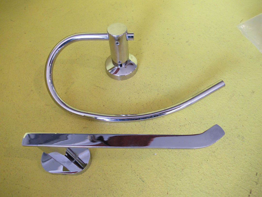 Chrome Streamlined Towel Holder & Toilet Roll Holder
