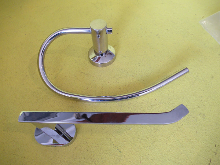 Chrome Streamlined Towel Holder & Toilet Roll Holder