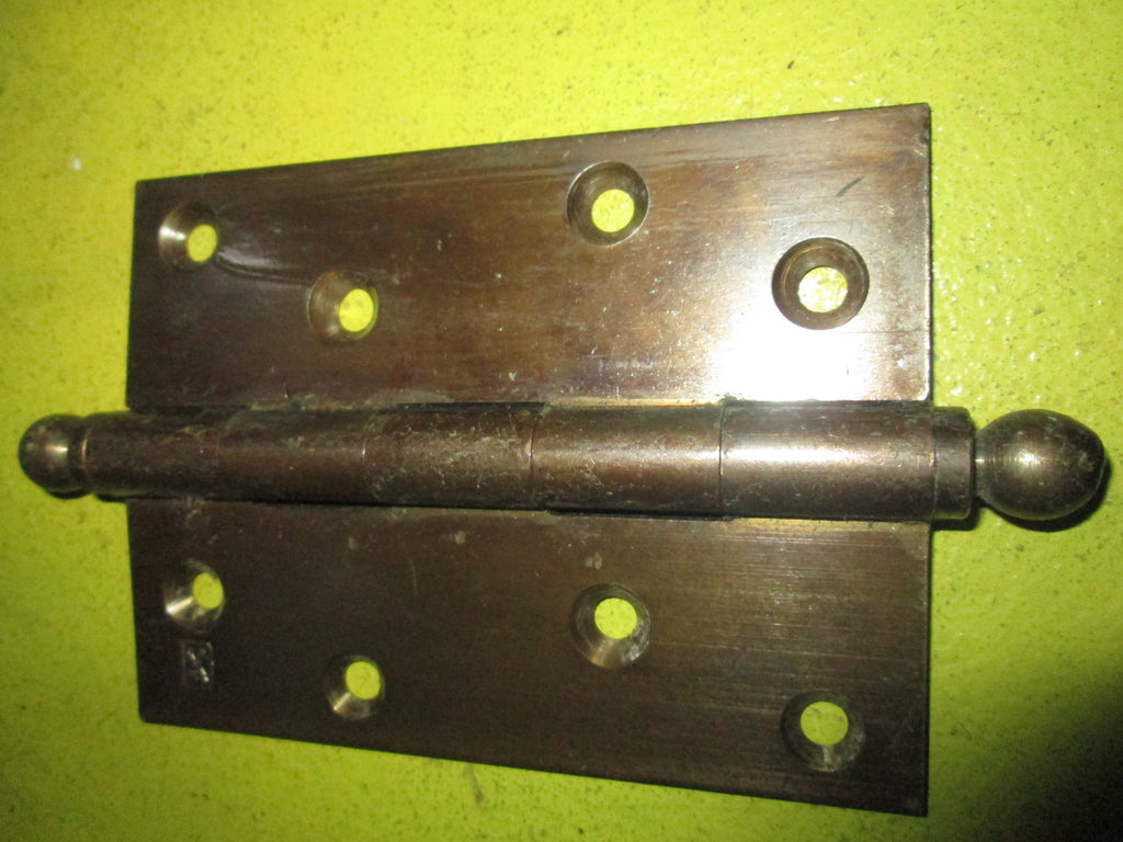 Brass 4 Holed Butt Hinge with Ball Finials 102L x 44W