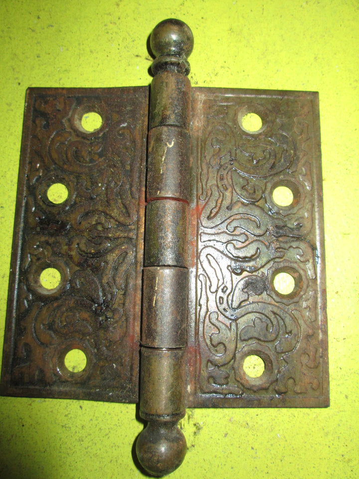 Antique Copper Finish Door Hinge with Ball Finials 76-89-102L x 40-52-62W x 3-4D