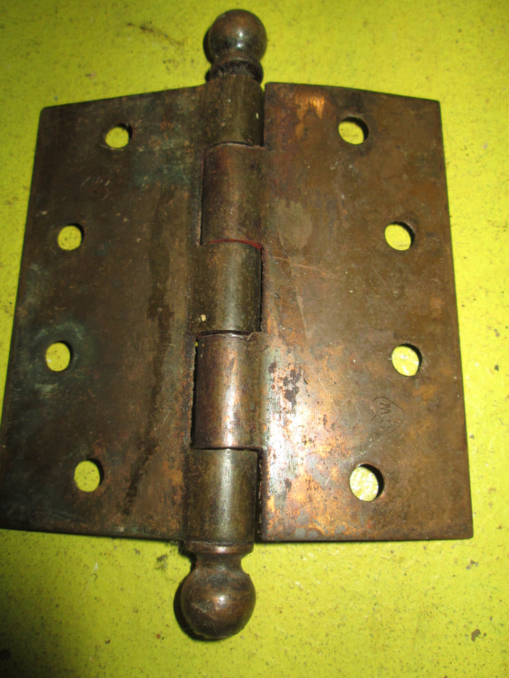 Antique Copper Finish Door Hinge with Ball Finials 76-89-102L x 40-52-62W x 3-4D