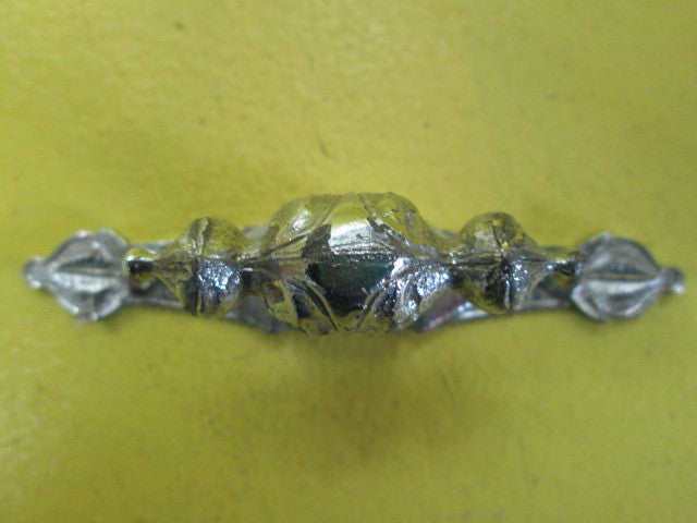 Vintage Chrome/Metal Pull Knob with Ornate Plates