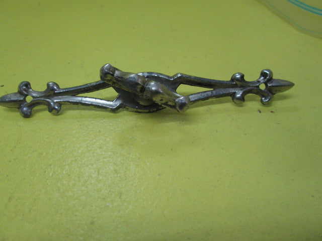 Vintage Chrome/Metal Pull Knob with Ornate Plates