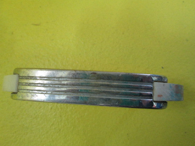Art Deco Ribbed Pull Handle with Bakelite Edges