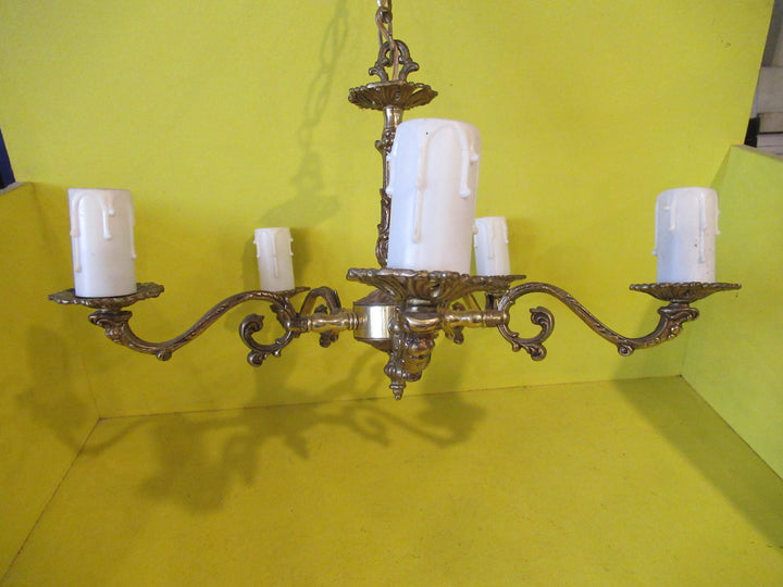 Antique Brass 5 socket ceiling Light   500H x 500W