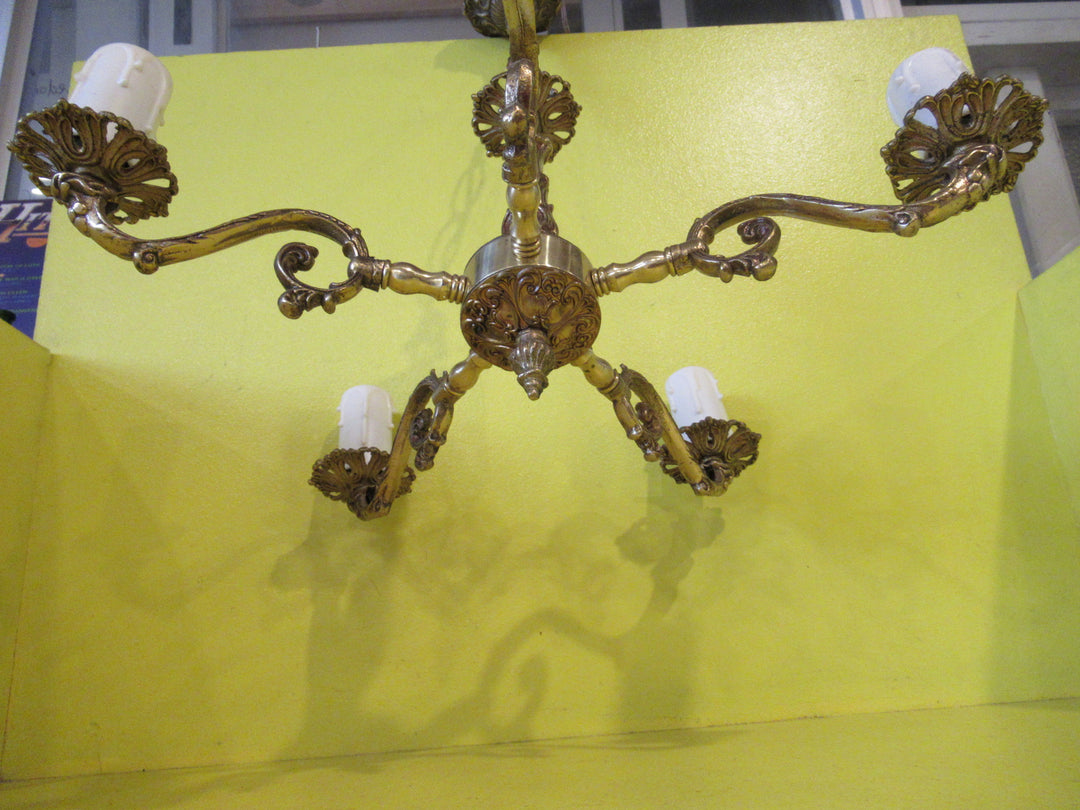 Antique Brass 5 socket ceiling Light   500H x 500W