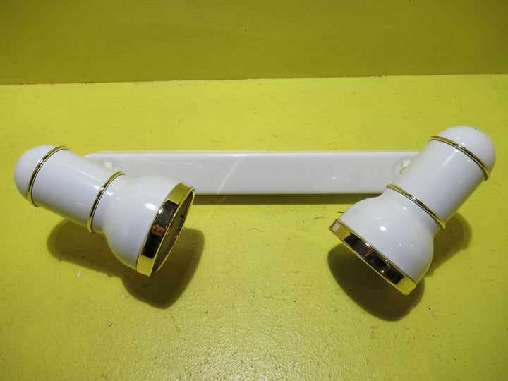 Eurolite White with Gold Trim Twin Spotlight    360L x 140D x 140H