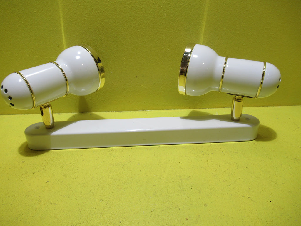 Eurolite White with Gold Trim Twin Spotlight    360L x 140D x 140H