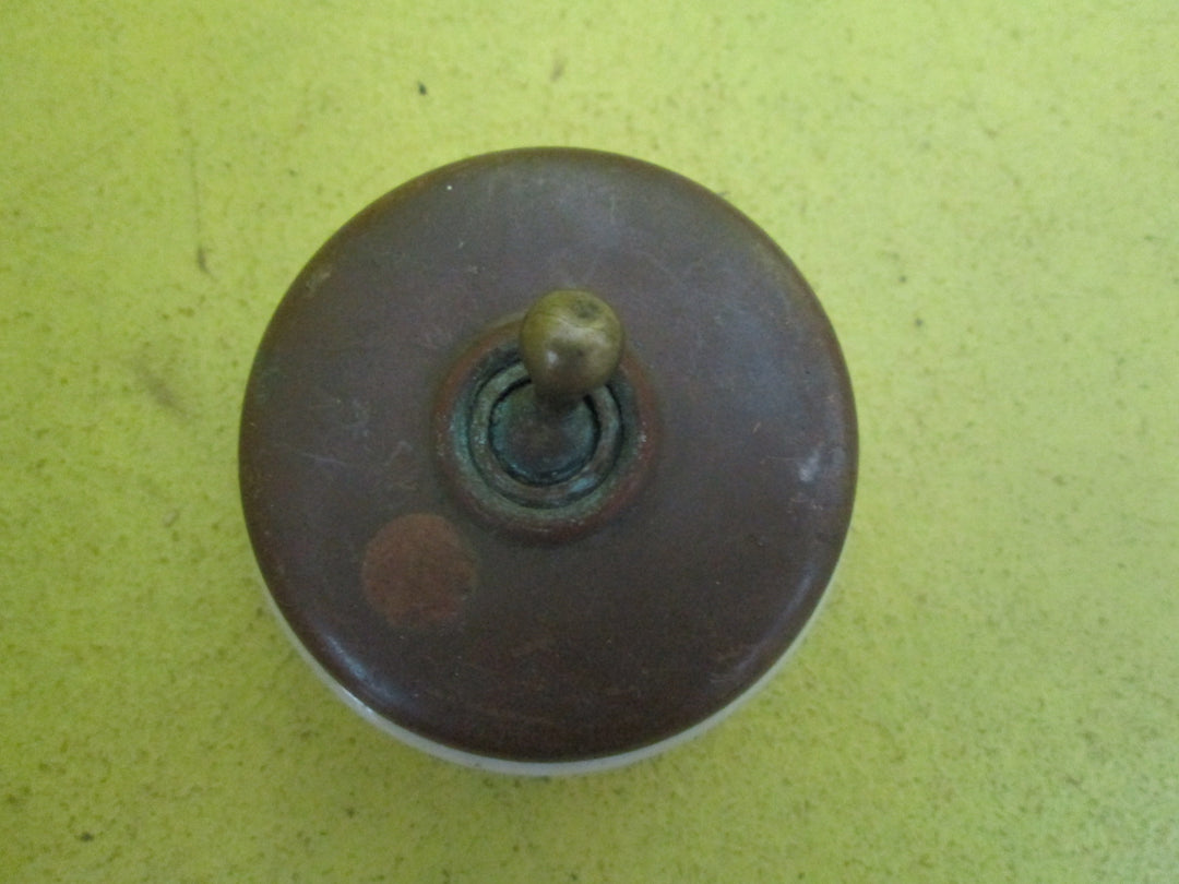Vitreous Antique Copper & Porcelain Wide Toggle Light Switch 70D x 50H