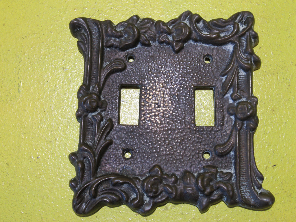 Victorian Style Brass Double Switch Light Surround   130H x 130W x 10D